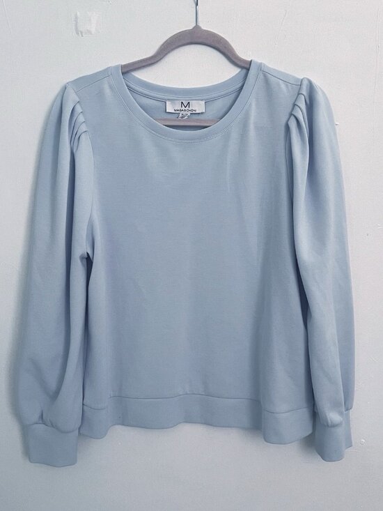 magaschoni Sweaters - NEW MAGASHONI Light Blue MODAL Top Crewneck Puff Sleeve Sweater Size XLARGE NWOT